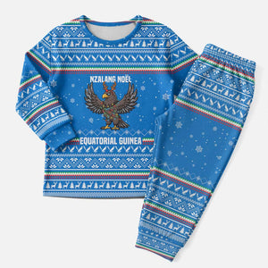 Equatorial Guinea Christmas Pajama Set Nzalang Noel Eagle Flag Snowflakes - African Pride