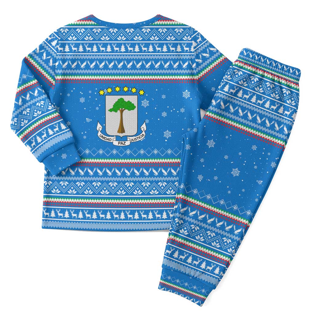 Equatorial Guinea Christmas Pajama Set Nzalang Noel Eagle Flag Snowflakes - African Pride