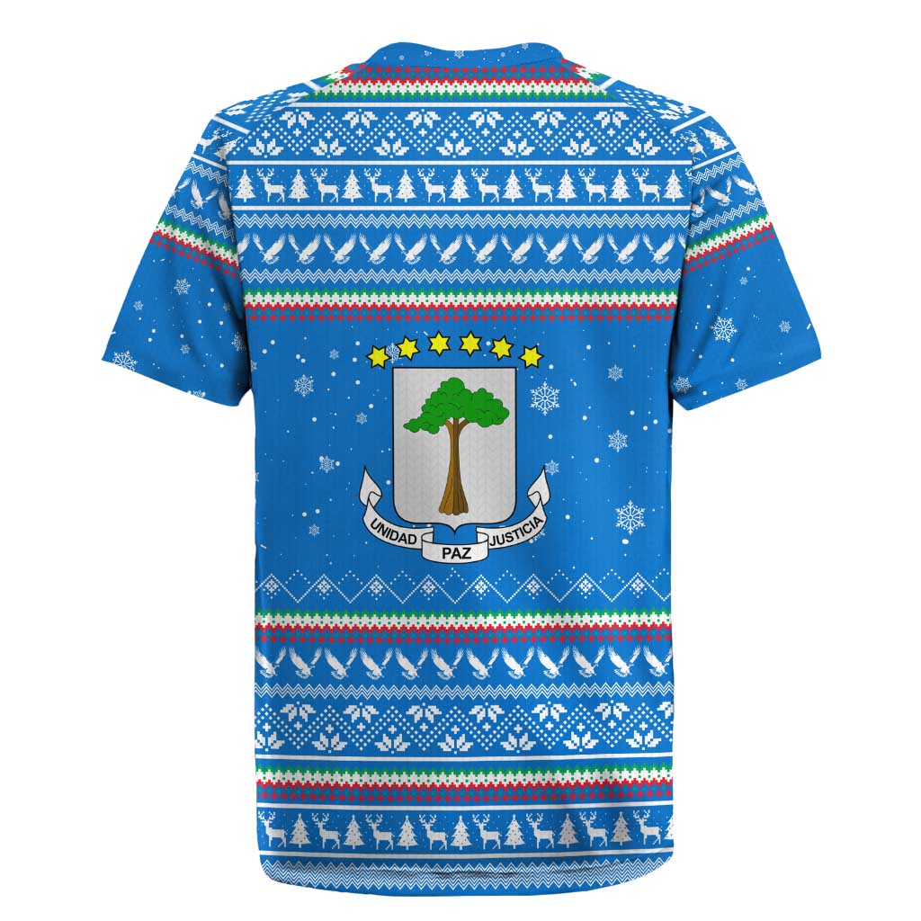 Equatorial Guinea Christmas Rugby Jersey Nzalang Noel Eagle Flag Snowflakes - African Pride
