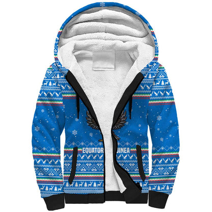 Equatorial Guinea Christmas Sherpa Hoodie Nzalang Noel Eagle Flag Snowflakes - African Pride