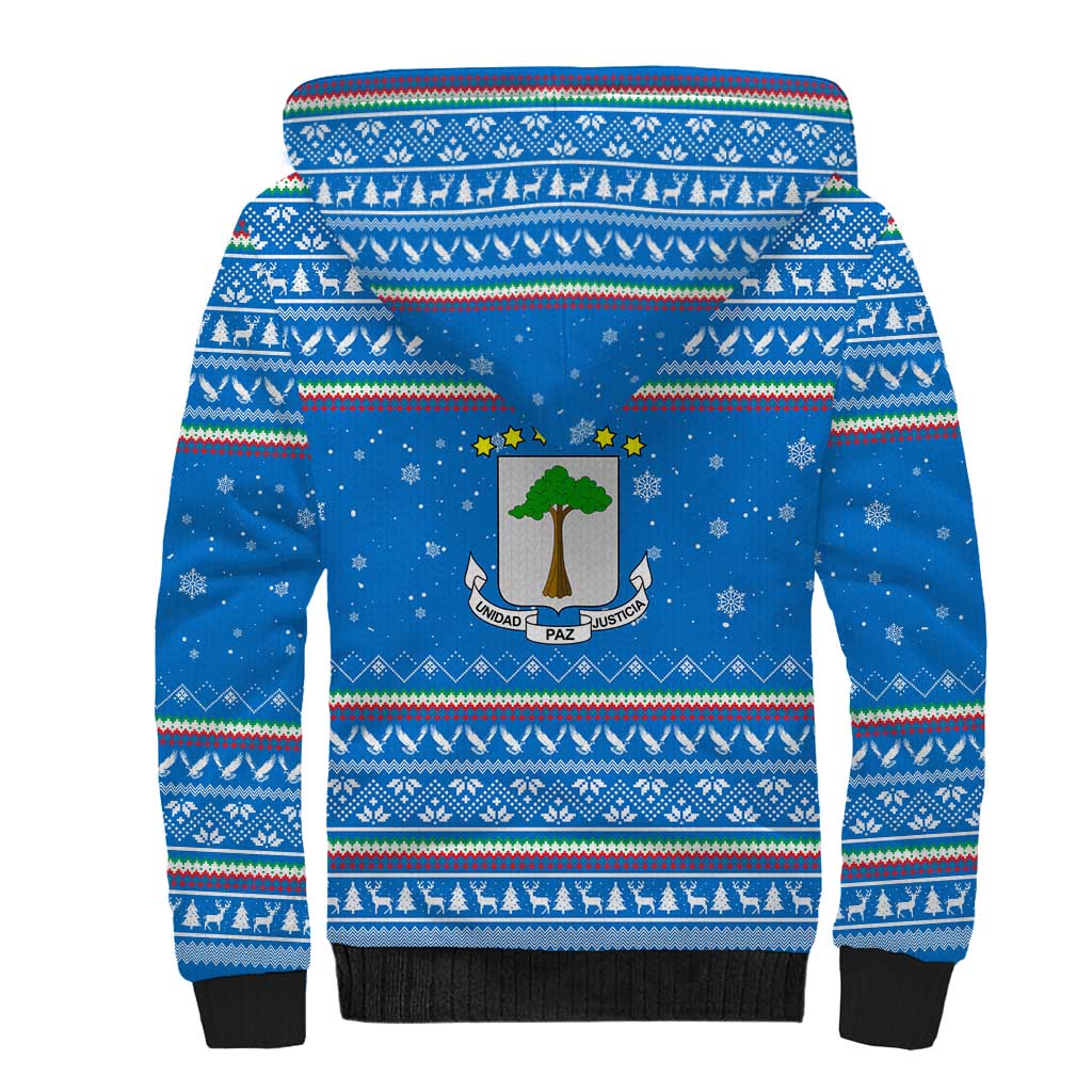 Equatorial Guinea Christmas Sherpa Hoodie Nzalang Noel Eagle Flag Snowflakes - African Pride