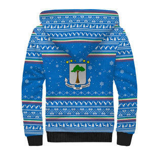 Equatorial Guinea Christmas Sherpa Hoodie Nzalang Noel Eagle Flag Snowflakes - African Pride
