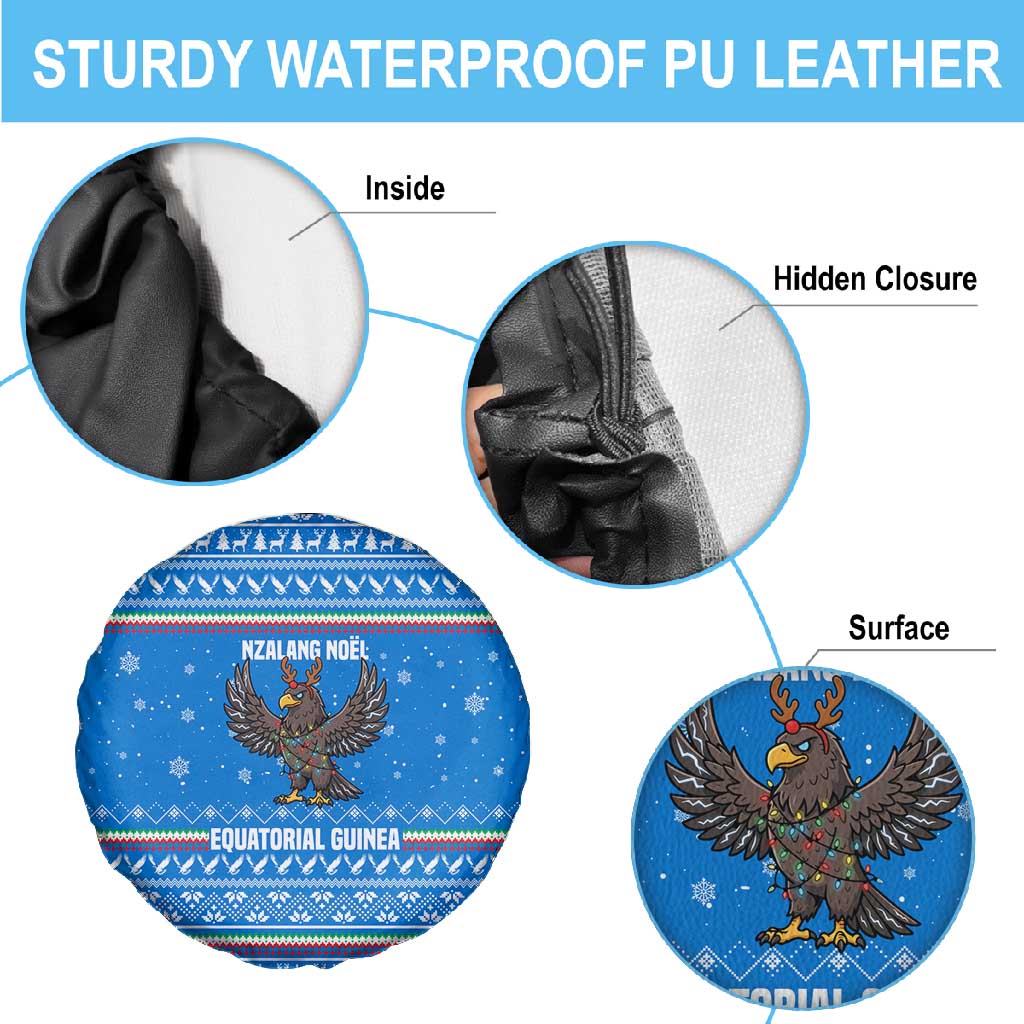 Equatorial Guinea Christmas Spare Tire Cover Nzalang Noel Eagle Flag Snowflakes - African Pride
