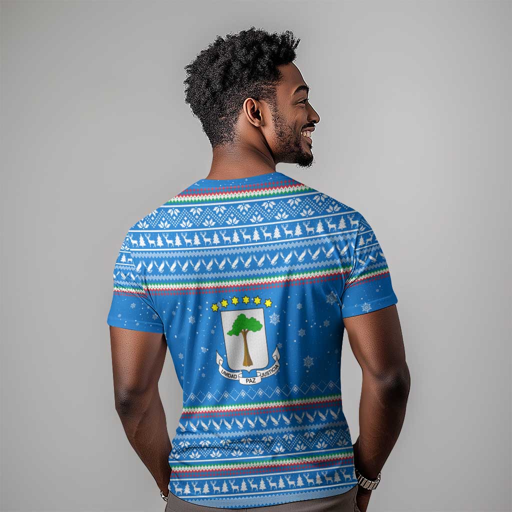 Equatorial Guinea Christmas T shirt Nzalang Noel Eagle Flag Snowflakes - African Pride
