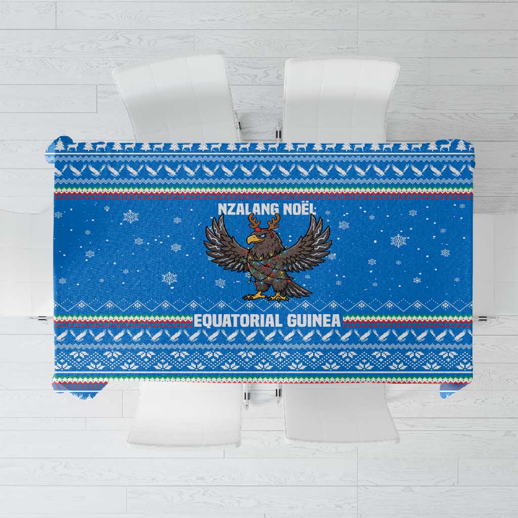 Equatorial Guinea Christmas Tablecloth Nzalang Noel Eagle Flag Snowflakes - African Pride