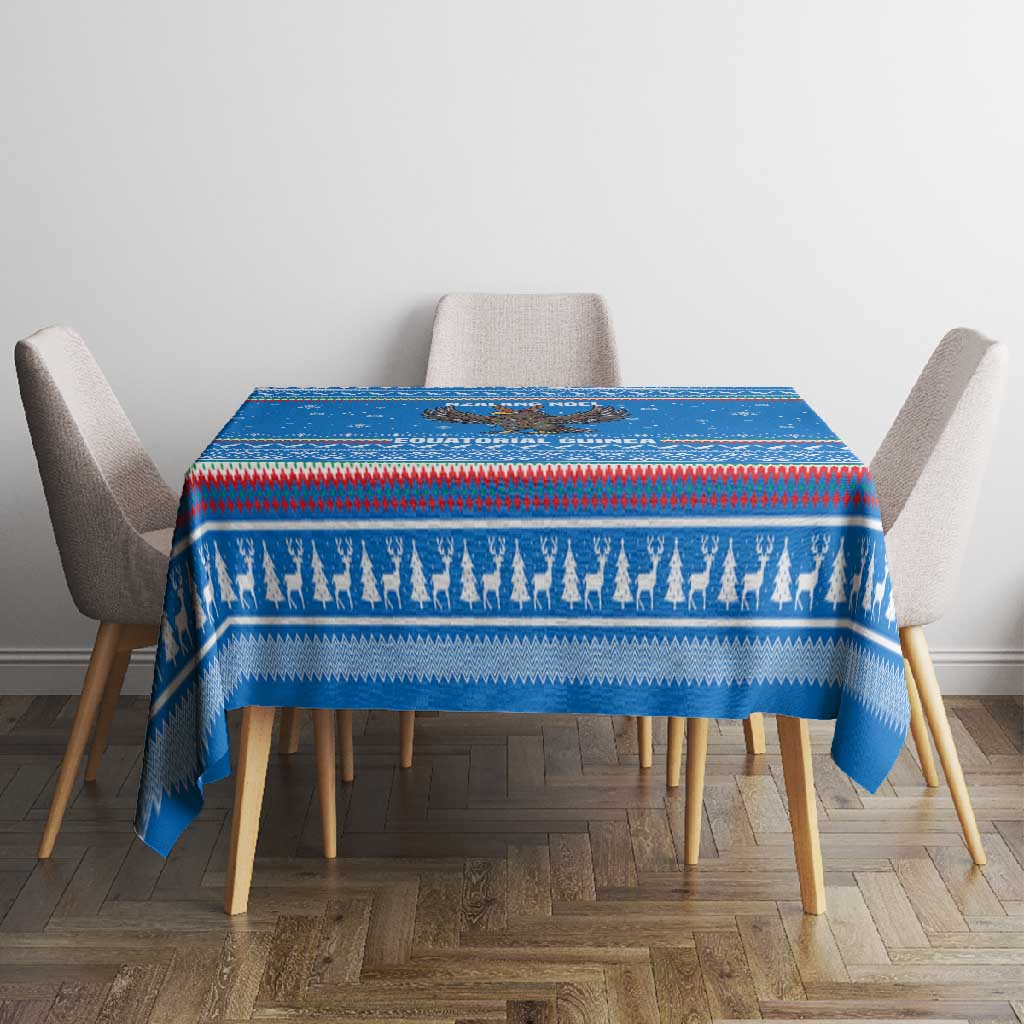 Equatorial Guinea Christmas Tablecloth Nzalang Noel Eagle Flag Snowflakes - African Pride