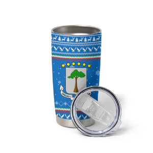 Equatorial Guinea Christmas Tumbler Cup Nzalang Noel Eagle Flag Snowflakes - African Pride