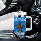 Equatorial Guinea Christmas Tumbler With Handle Nzalang Noel Eagle Flag Snowflakes - African Pride