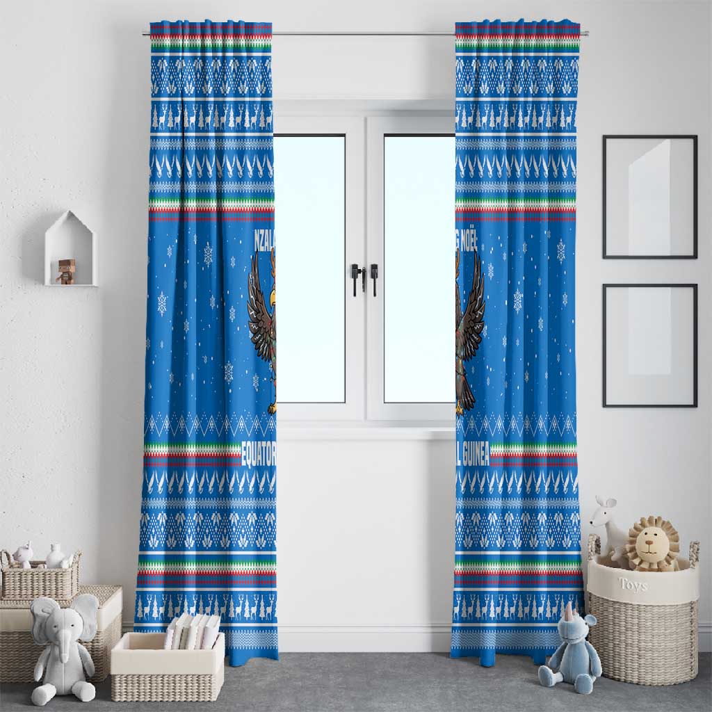 Equatorial Guinea Christmas Window Curtain Nzalang Noel Eagle Flag Snowflakes - African Pride