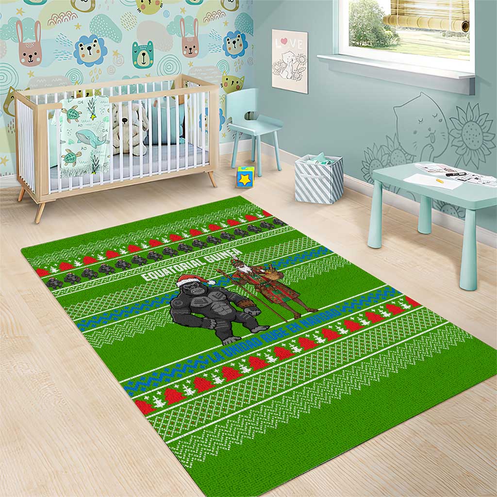 Equatorial Guinea Christmas Area Rug Santa Gorilla Gift Basket - African Pride