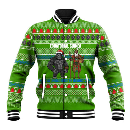 Equatorial Guinea Christmas Baseball Jacket Santa Gorilla Gift Basket - African Pride