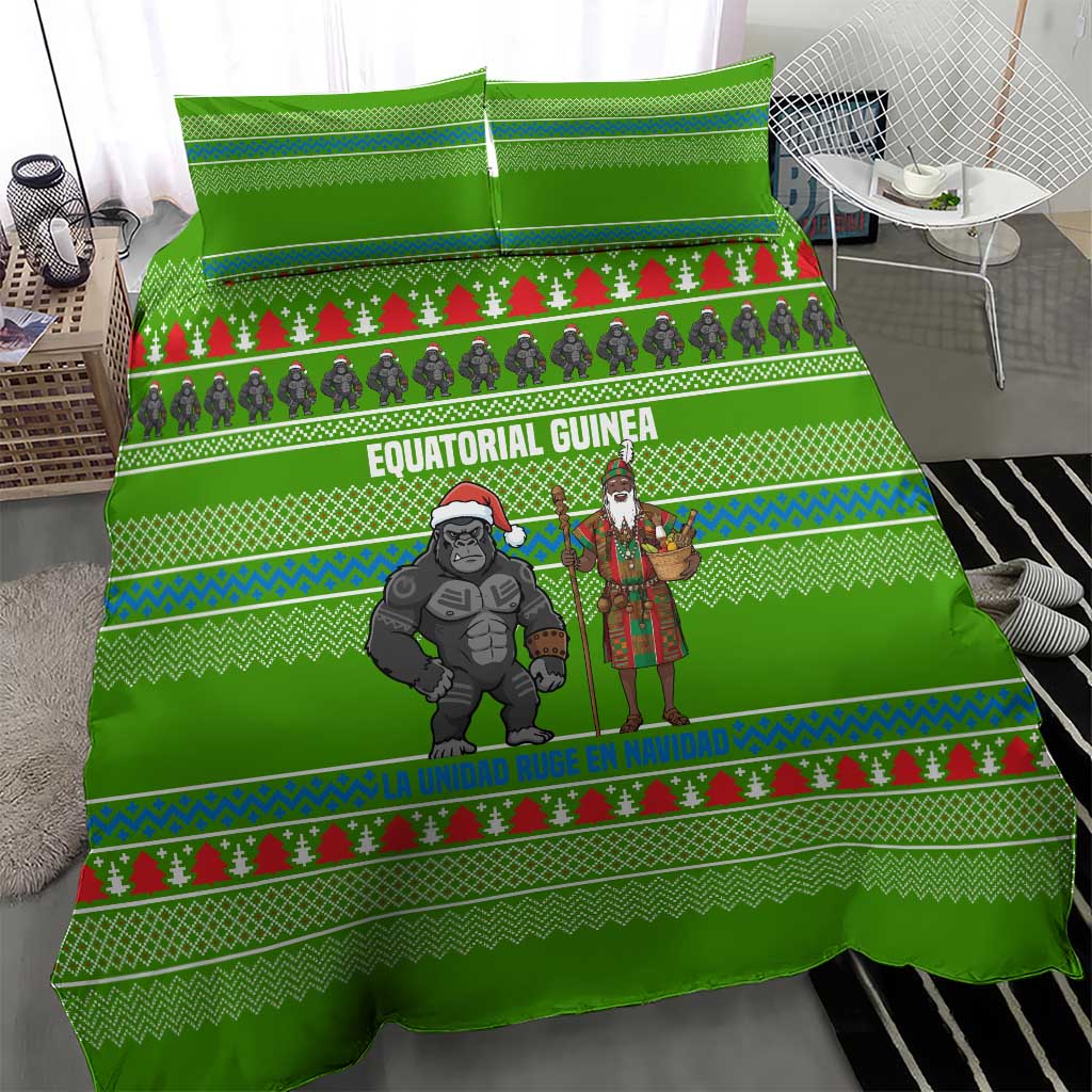 Equatorial Guinea Christmas Bedding Set Santa Gorilla Gift Basket - African Pride