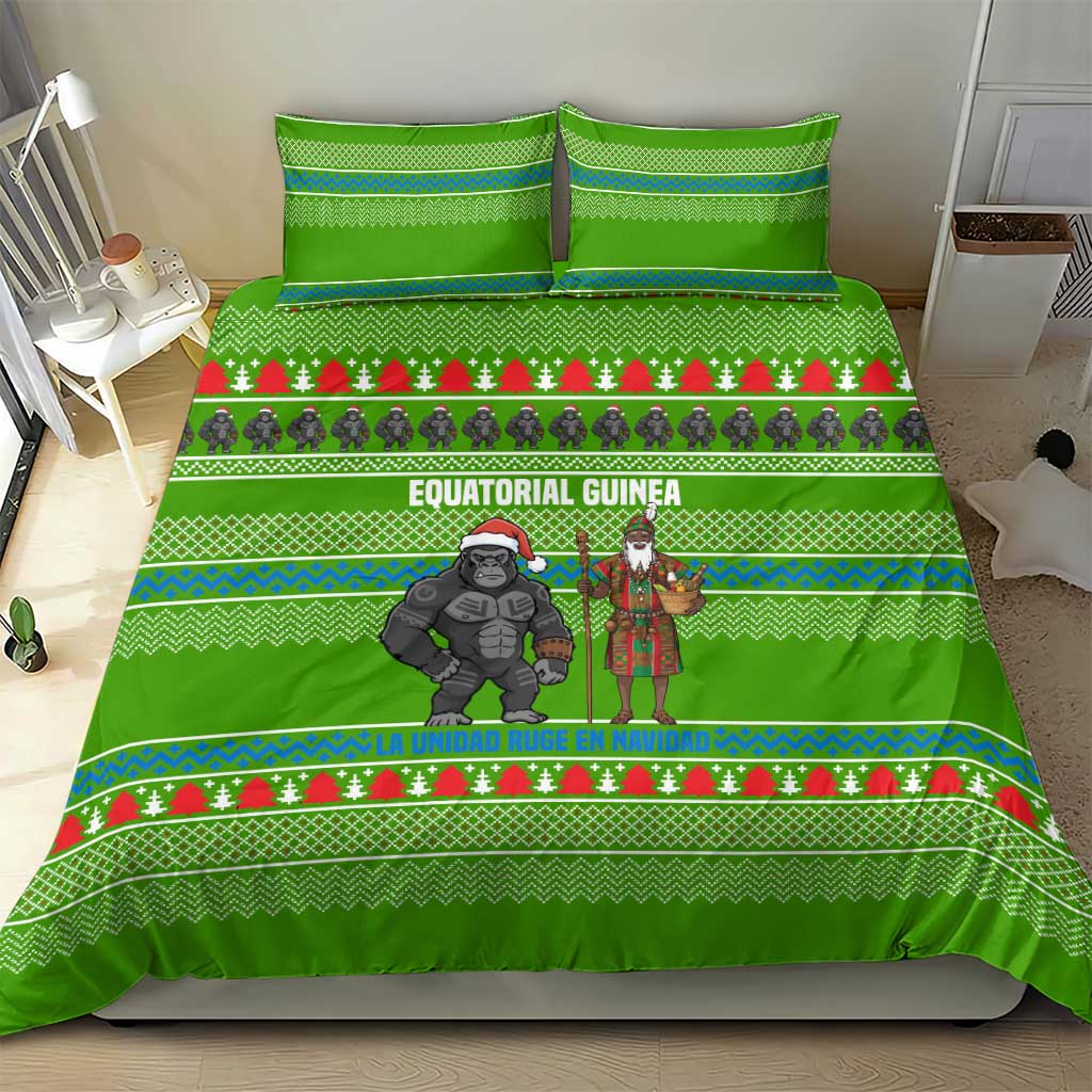 Equatorial Guinea Christmas Bedding Set Santa Gorilla Gift Basket - African Pride