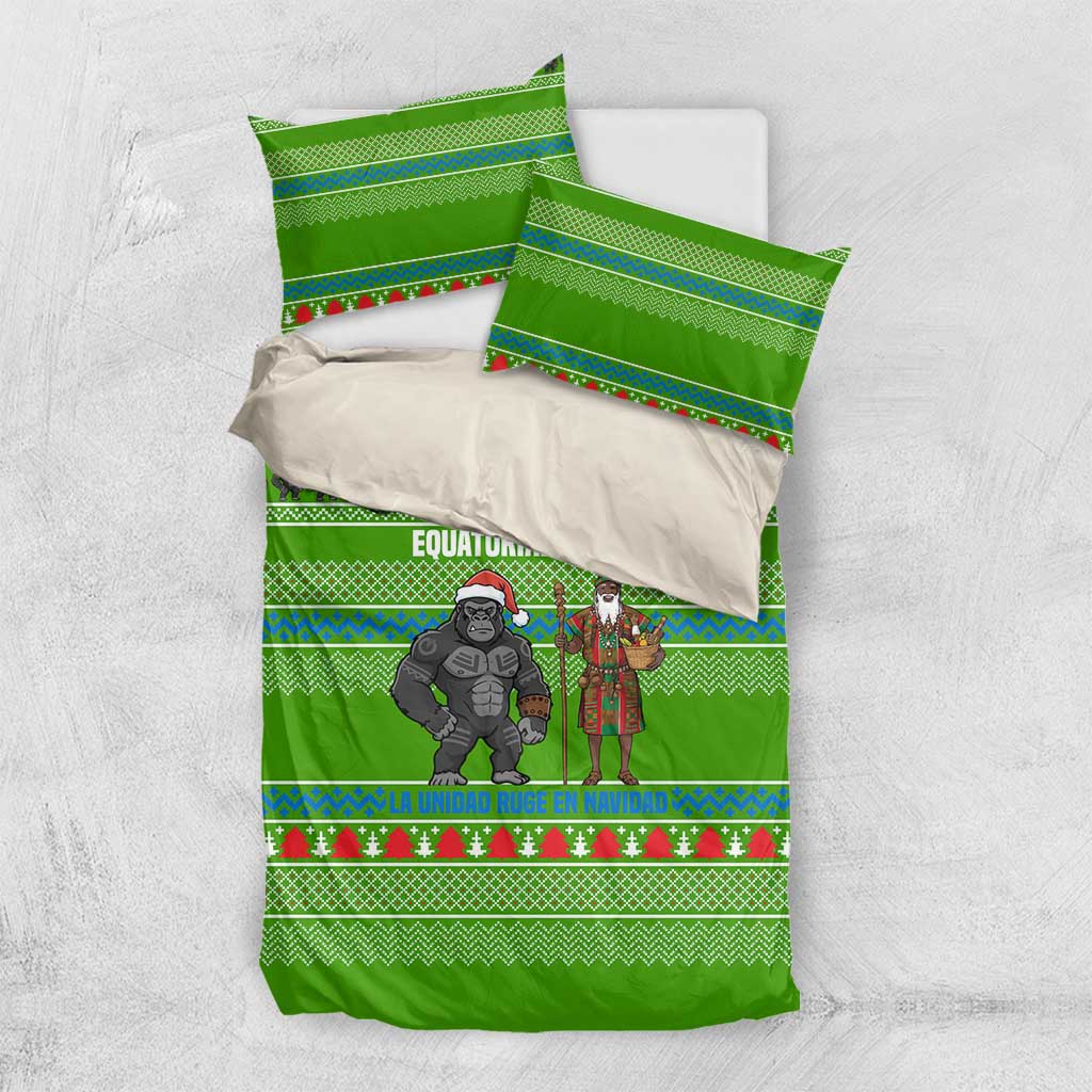Equatorial Guinea Christmas Bedding Set Santa Gorilla Gift Basket - African Pride
