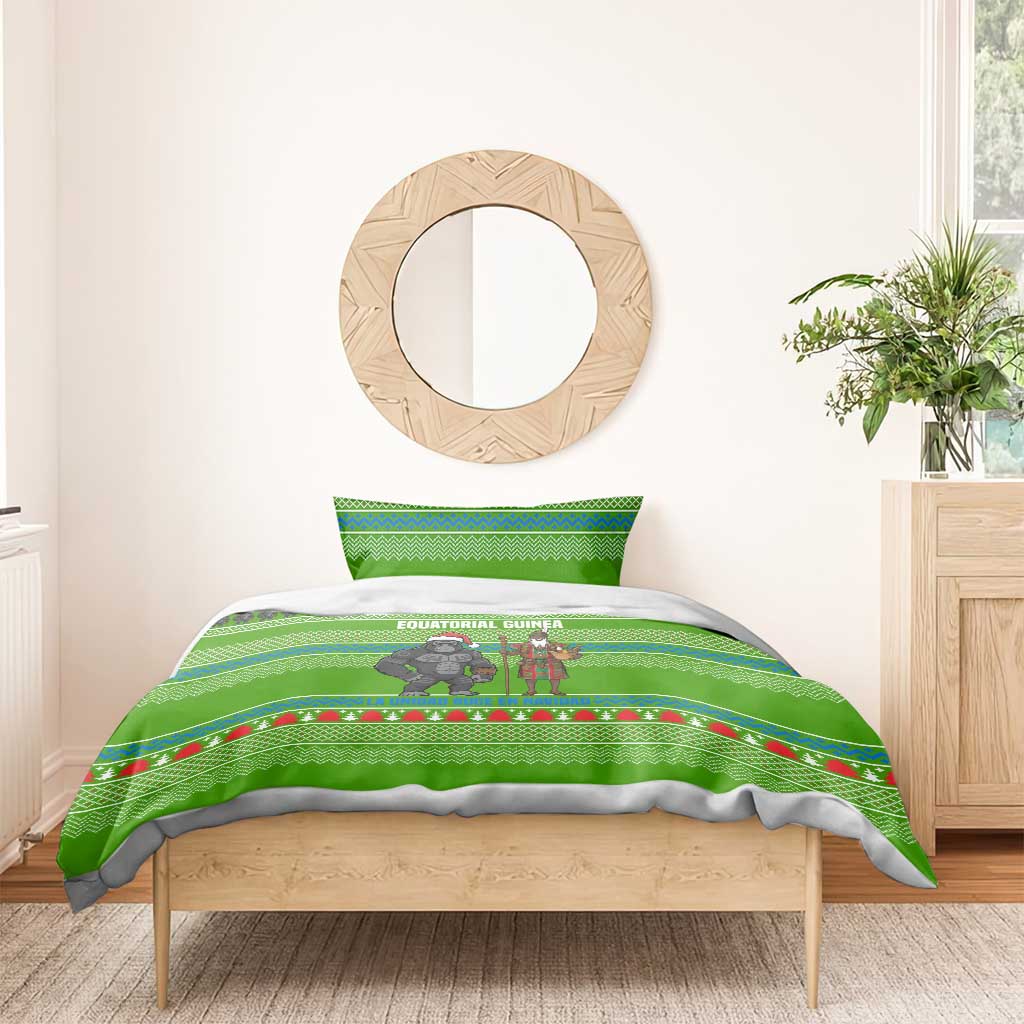 Equatorial Guinea Christmas Bedding Set Santa Gorilla Gift Basket - African Pride