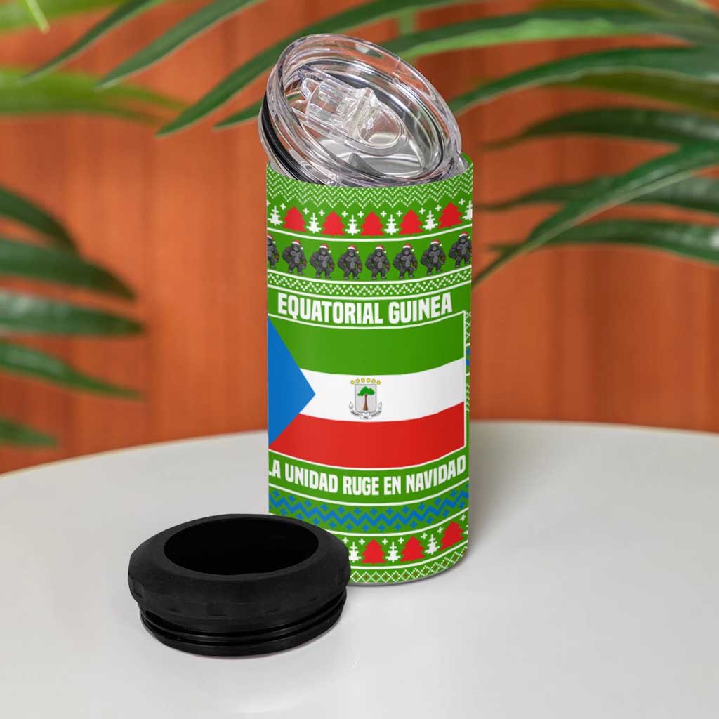 Equatorial Guinea Christmas 4 in 1 Can Cooler Tumbler Santa Gorilla Gift Basket - African Pride