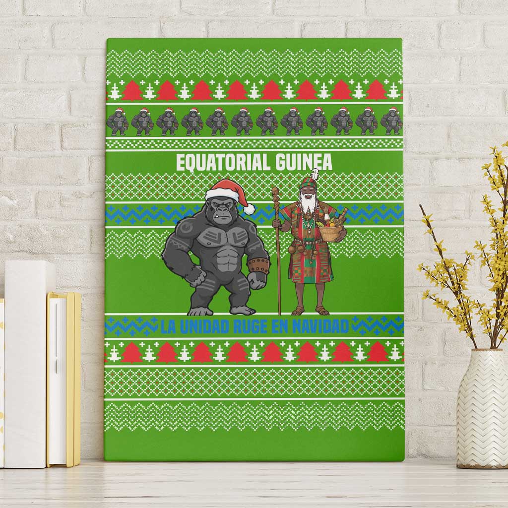 Equatorial Guinea Christmas Canvas Wall Art Santa Gorilla Gift Basket - African Pride