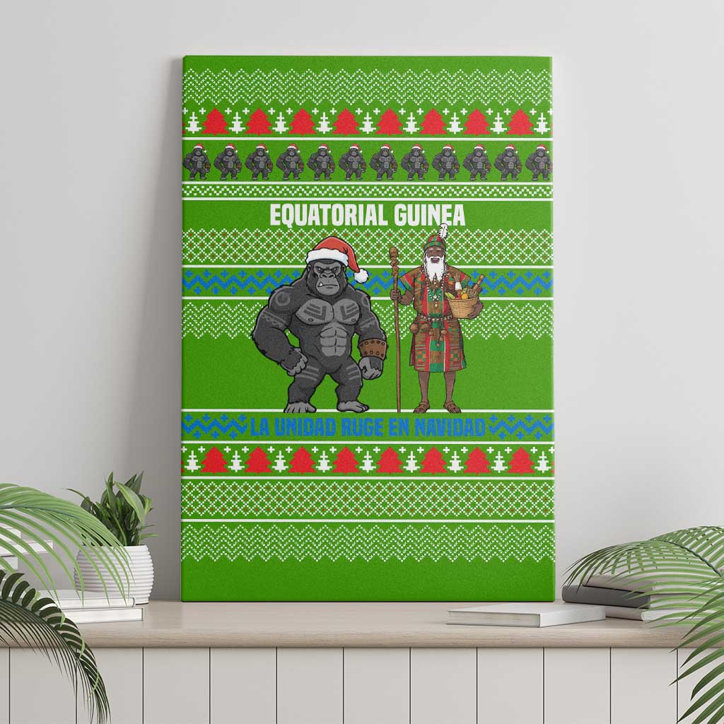 Equatorial Guinea Christmas Canvas Wall Art Santa Gorilla Gift Basket - African Pride