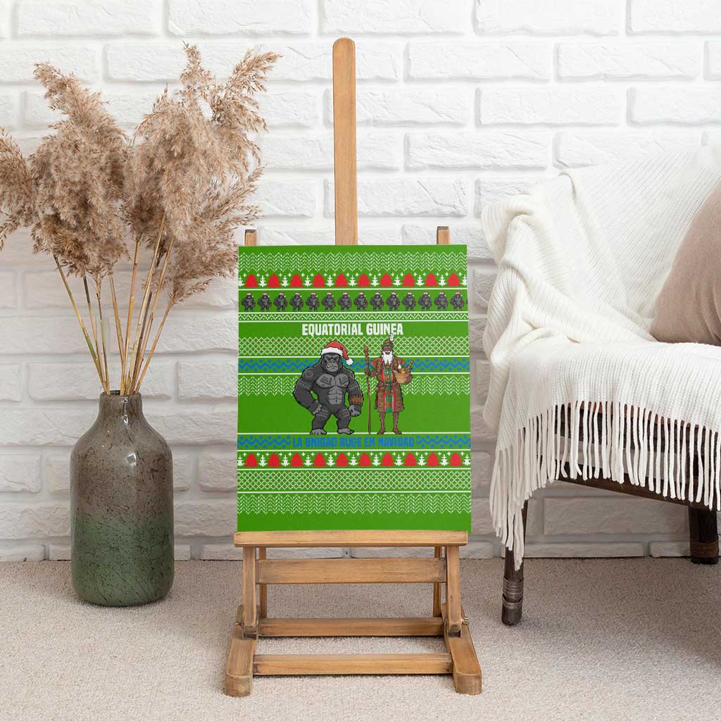 Equatorial Guinea Christmas Canvas Wall Art Santa Gorilla Gift Basket - African Pride
