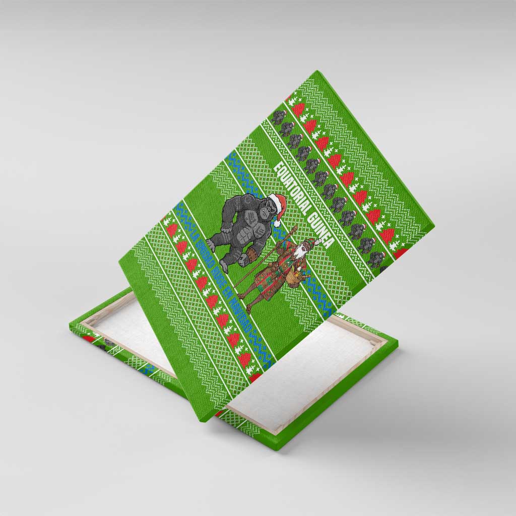 Equatorial Guinea Christmas Canvas Wall Art Santa Gorilla Gift Basket - African Pride