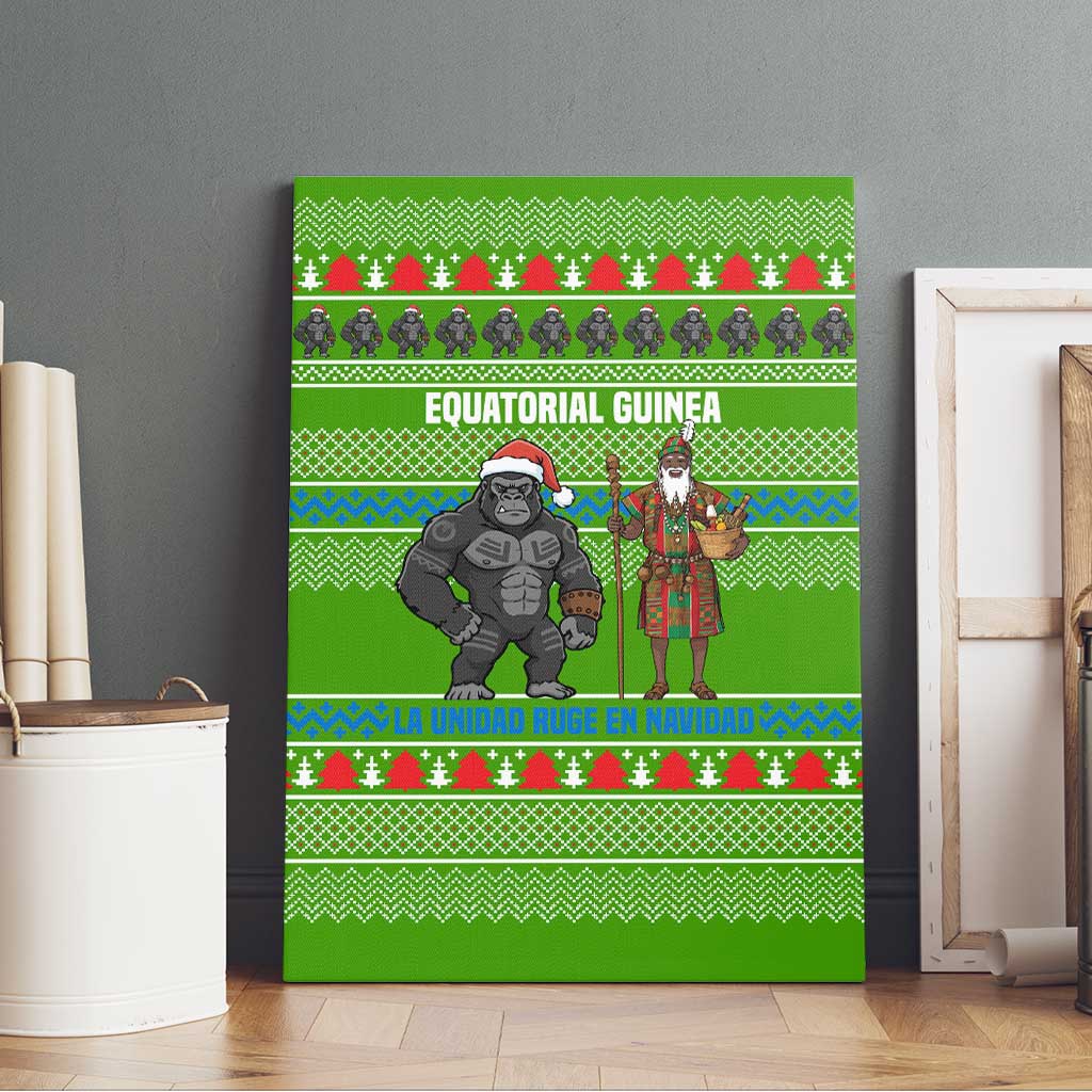 Equatorial Guinea Christmas Canvas Wall Art Santa Gorilla Gift Basket - African Pride
