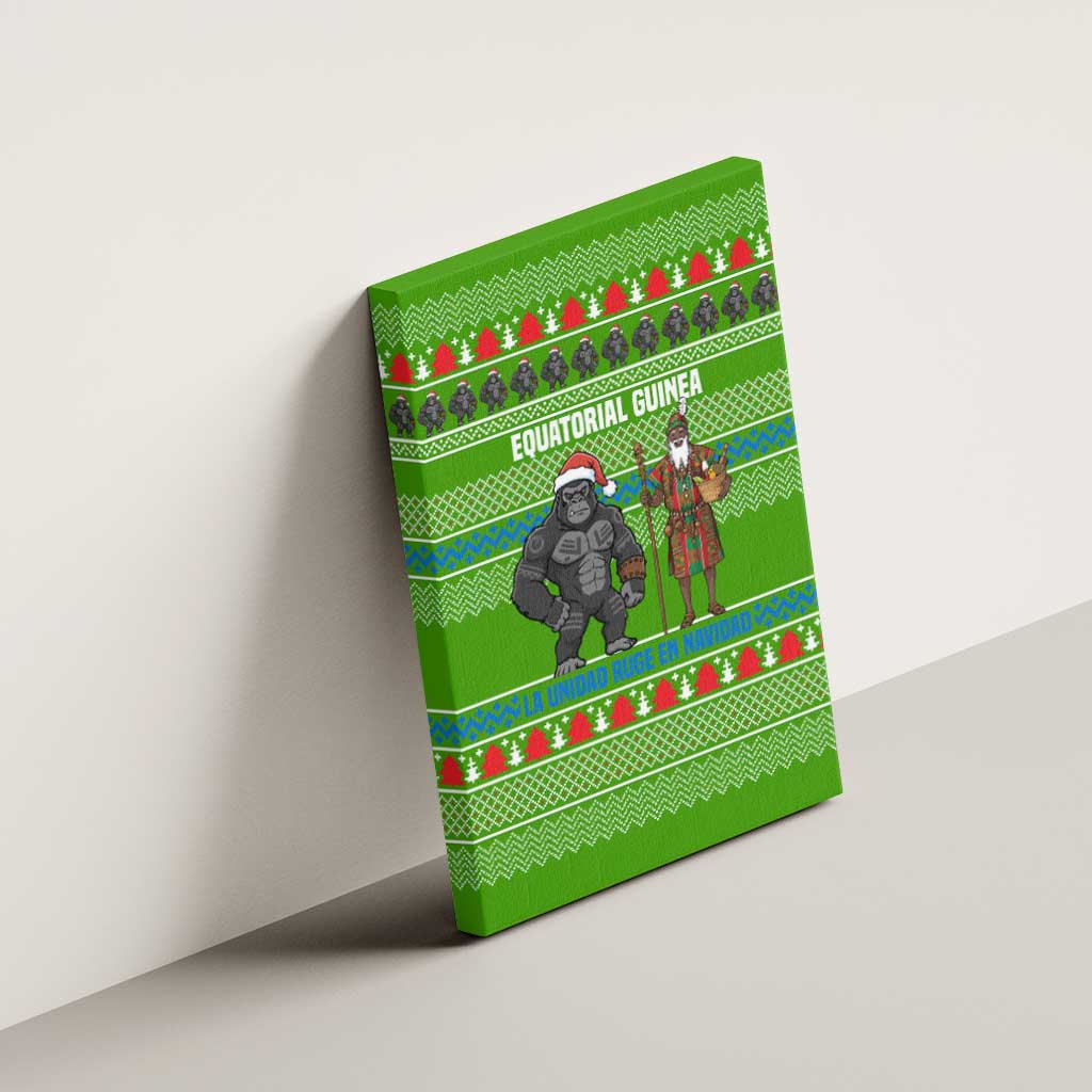 Equatorial Guinea Christmas Canvas Wall Art Santa Gorilla Gift Basket - African Pride