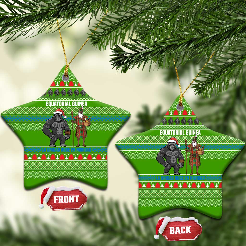 Equatorial Guinea Christmas Ceramic Ornament Santa Gorilla Gift Basket - African Pride