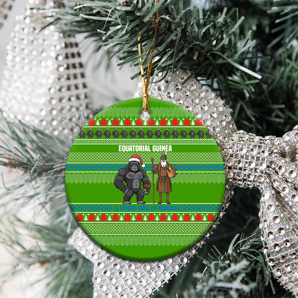 Equatorial Guinea Christmas Ceramic Ornament Santa Gorilla Gift Basket - African Pride