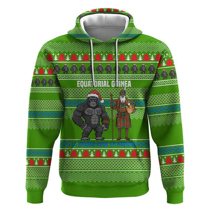 Equatorial Guinea Christmas Hoodie Santa Gorilla Gift Basket - African Pride