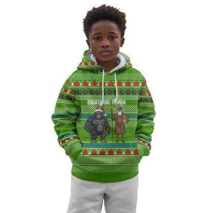 Equatorial Guinea Christmas Kid Hoodie Santa Gorilla Gift Basket - African Pride