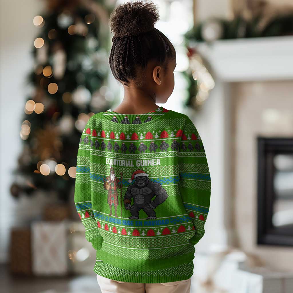 Equatorial Guinea Christmas Kid Ugly Christmas Sweater Santa Gorilla Gift Basket - African Pride