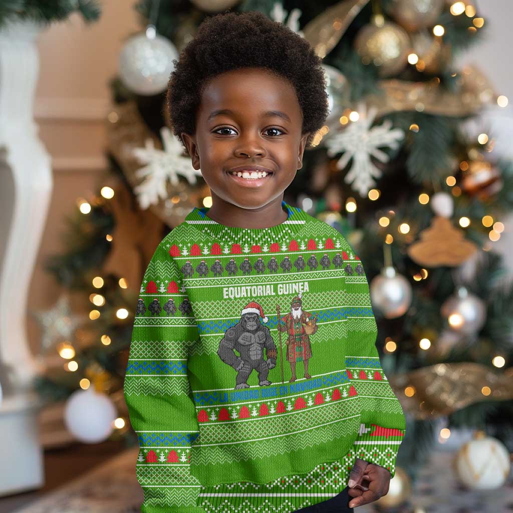 Equatorial Guinea Christmas Kid Ugly Christmas Sweater Santa Gorilla Gift Basket - African Pride