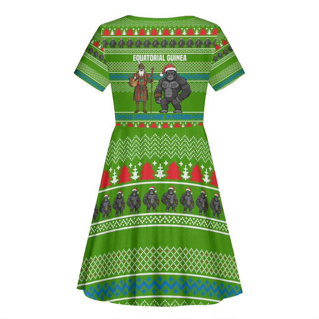 Equatorial Guinea Christmas Kid Short Sleeve Dress Santa Gorilla Gift Basket - African Pride