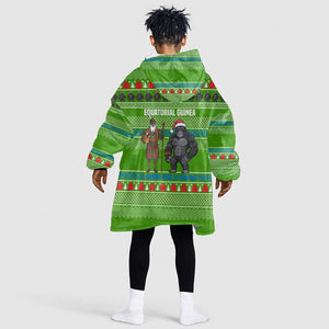 Equatorial Guinea Christmas Kid Wearable Blanket Hoodie Santa Gorilla Gift Basket - African Pride