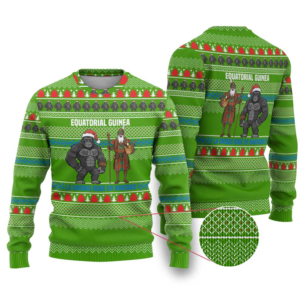 Equatorial Guinea Christmas Ugly Christmas Sweater Santa Gorilla Gift Basket - African Pride