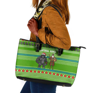 Equatorial Guinea Christmas Leather Tote Bag Santa Gorilla Gift Basket - African Pride