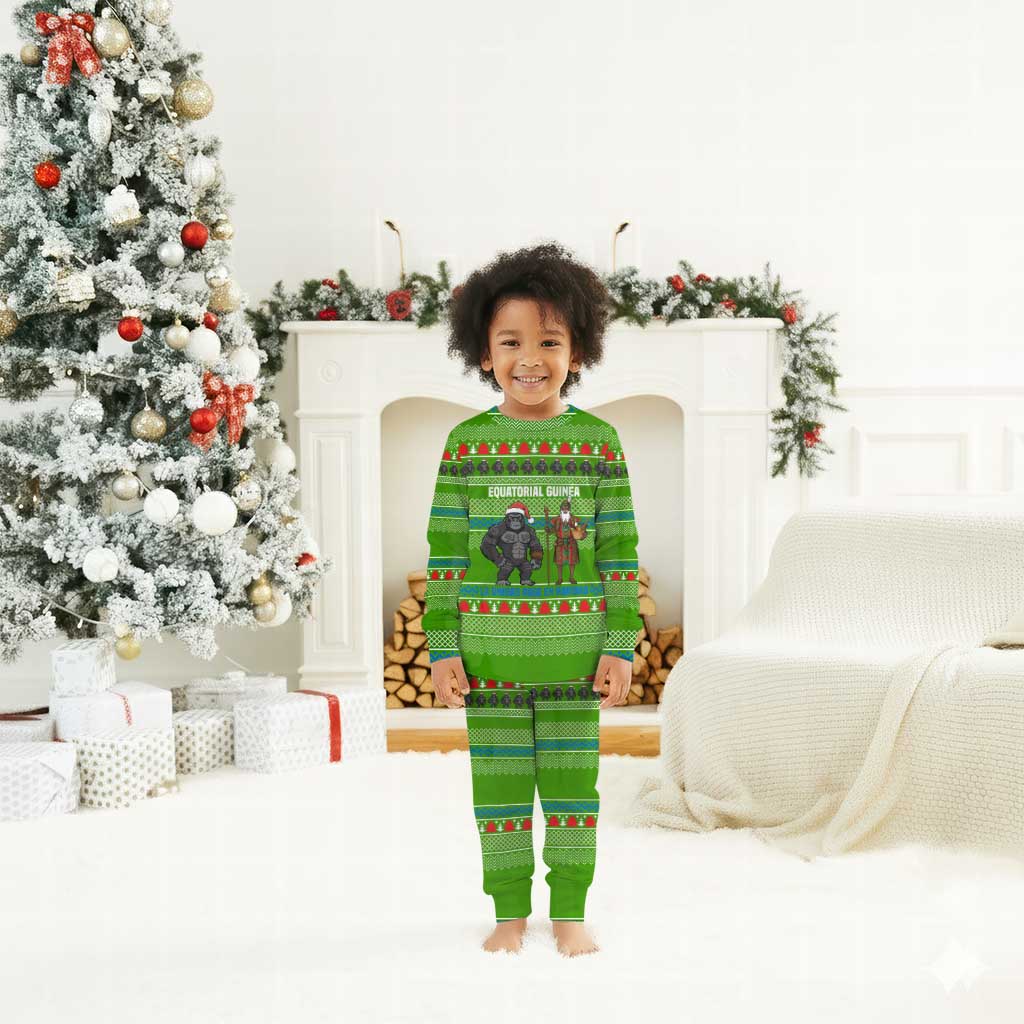 Equatorial Guinea Christmas Pajama Set Santa Gorilla Gift Basket - African Pride