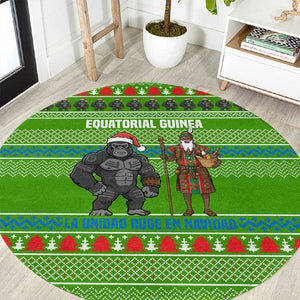 Equatorial Guinea Christmas Round Carpet Santa Gorilla Gift Basket - African Pride