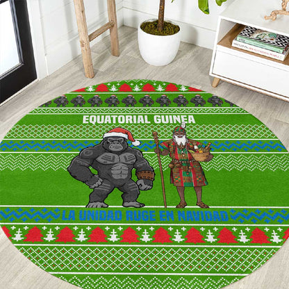 Equatorial Guinea Christmas Round Carpet Santa Gorilla Gift Basket - African Pride
