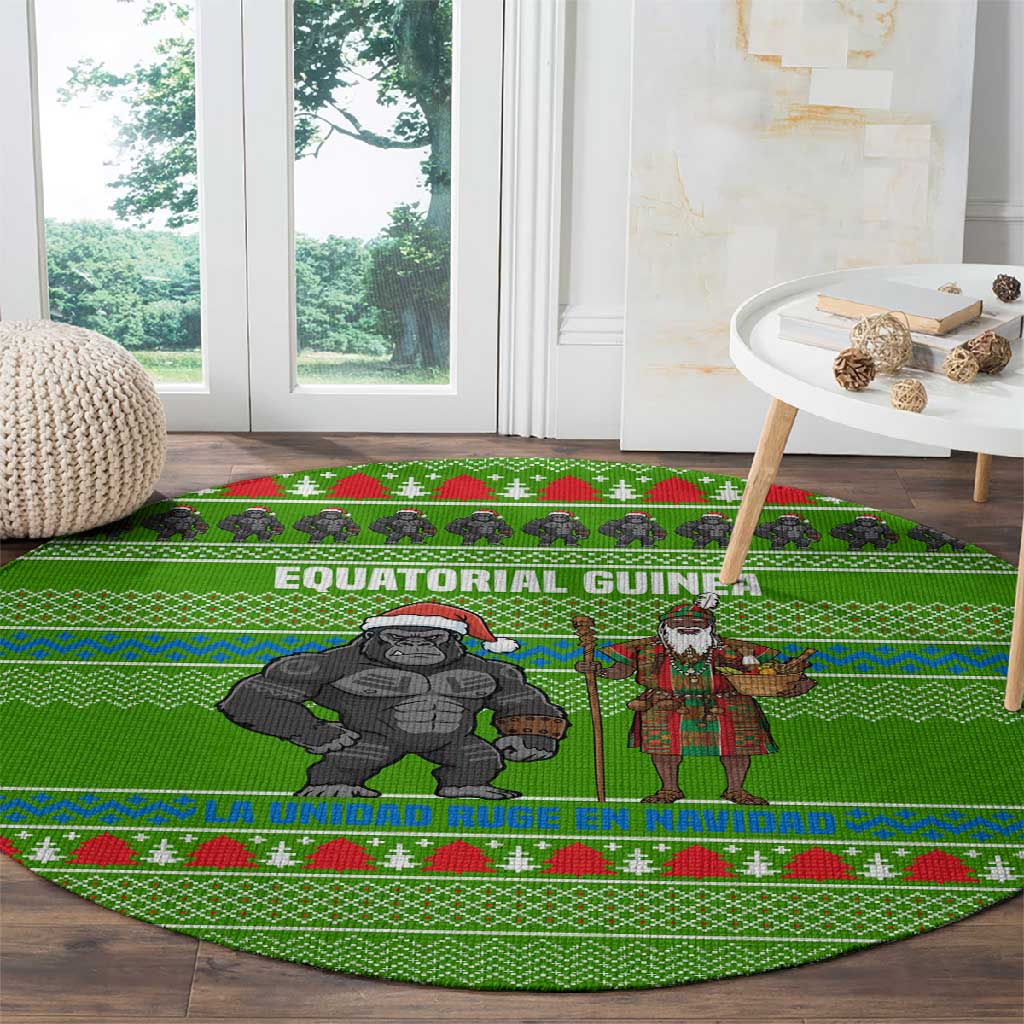Equatorial Guinea Christmas Round Carpet Santa Gorilla Gift Basket - African Pride
