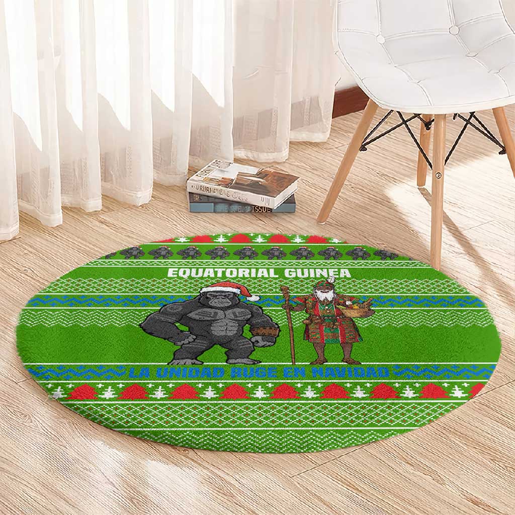 Equatorial Guinea Christmas Round Carpet Santa Gorilla Gift Basket - African Pride