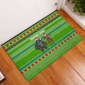Equatorial Guinea Christmas Rubber Doormat Santa Gorilla Gift Basket - African Pride