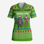 Equatorial Guinea Christmas Scrub Top Santa Gorilla Gift Basket - African Pride