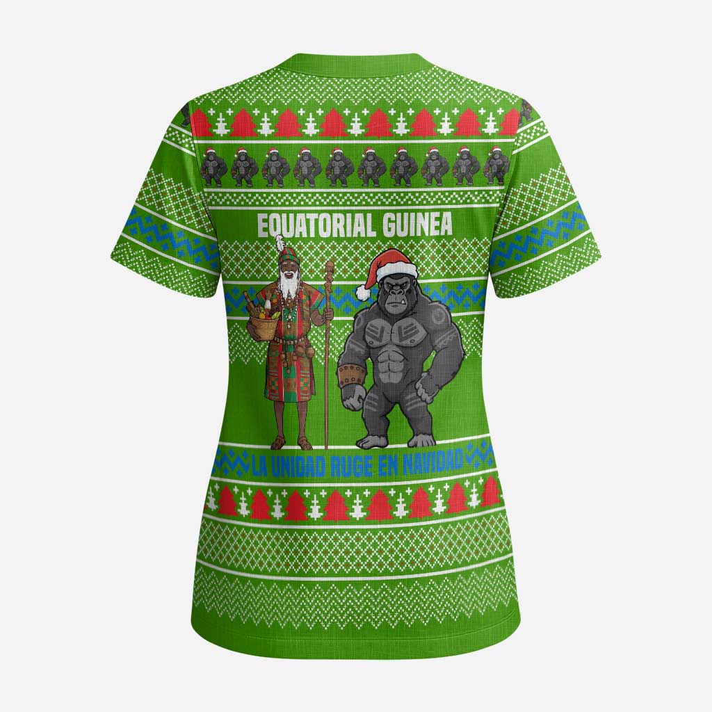 Equatorial Guinea Christmas Scrub Top Santa Gorilla Gift Basket - African Pride
