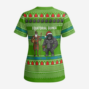 Equatorial Guinea Christmas Scrub Top Santa Gorilla Gift Basket - African Pride