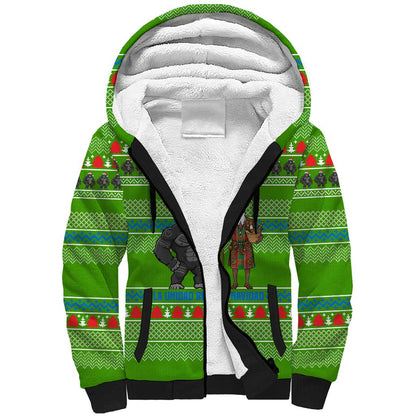 Equatorial Guinea Christmas Sherpa Hoodie Santa Gorilla Gift Basket - African Pride