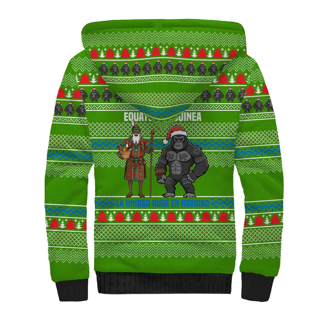 Equatorial Guinea Christmas Sherpa Hoodie Santa Gorilla Gift Basket - African Pride