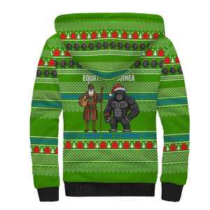 Equatorial Guinea Christmas Sherpa Hoodie Santa Gorilla Gift Basket - African Pride
