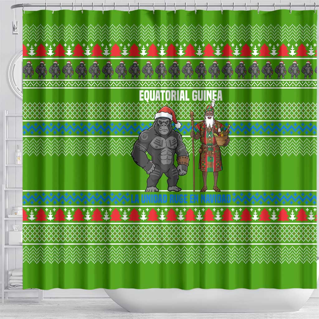 Equatorial Guinea Christmas Shower Curtain Santa Gorilla Gift Basket - African Pride