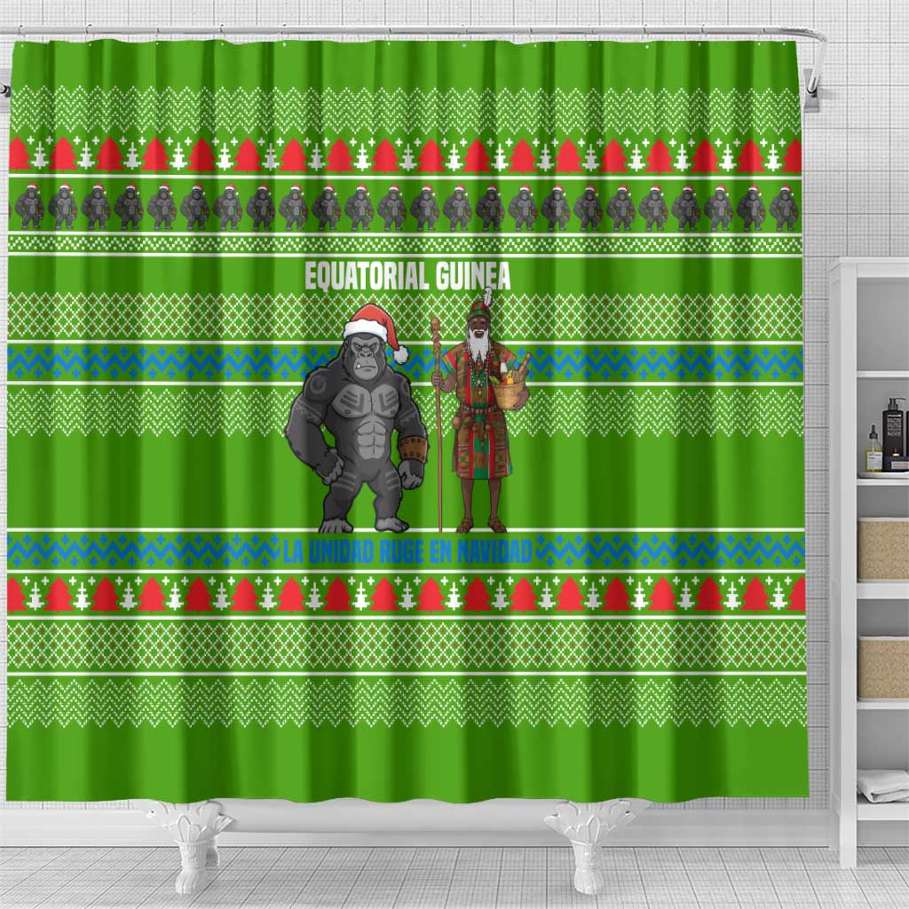 Equatorial Guinea Christmas Shower Curtain Santa Gorilla Gift Basket - African Pride